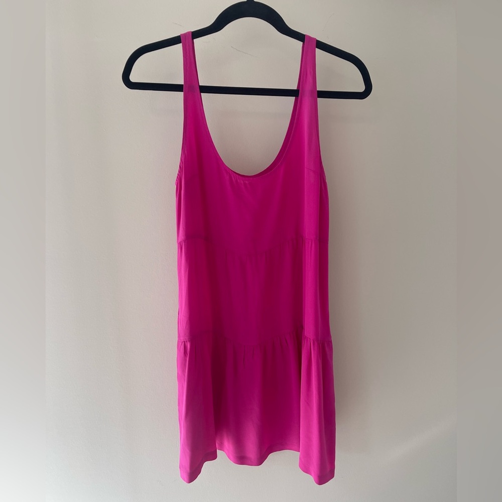 Thayer Silk Bright Pink Sleeveless Tiered Mini Dress Size Small